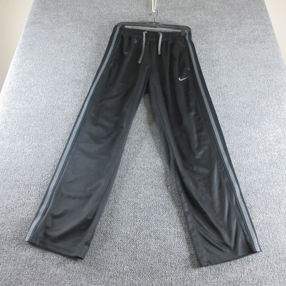Nike Track Pants Mens M Black Knit Elastic Waist Side Stripe‎ Running Athletic